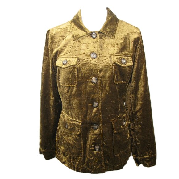Cabi Golden Velvet Button Front Blazer Size Small - Picture 1 of 6